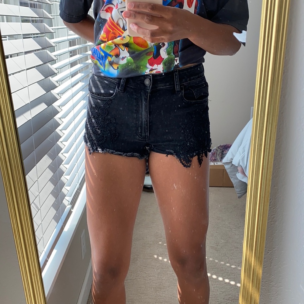 American Eagle Black Crotchet High rise short